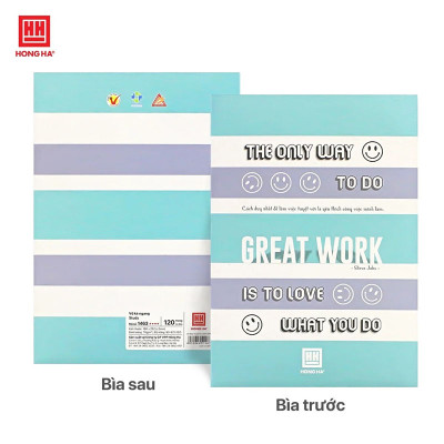 Vở kẻ ngang Hồng Hà 120 trang - Gáy ghim - Study Be Yourseft 1463 định lượng 70 gm2 độ sáng 90-92 ISO Khổ vở 180 x 252 mm (Giao bìa ngẫu nhiên)