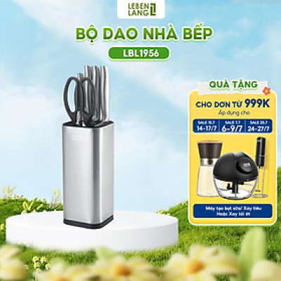 Bộ dao kéo 5 món Lebenlang LBL1956 gồm 4 dao và kéo, chất liệu thép không gỉ, tay cầm chống trơn trượt - hàng chính hãng