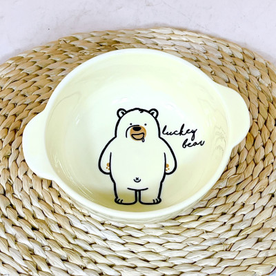 Bộ Bát Đĩa Thương Hiệu GOSU Họa Tiết Gấu Vàng Nước Men Sáng Đẹp Chất Lượng Cao