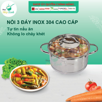 Bộ nồi chảo chống dính cao cấp Fivestar 6 món nắp kính , 3 đáy dùng được bếp từ , hồng ngoại , gas