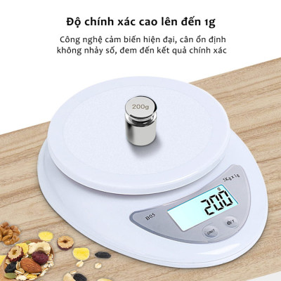 Cân Tiểu Ly Điện Tử Mini Nhà Bếp Cân Thực Phẩm Loại 5Kg Tiện Lợi Cân Tiểu Ly Điện Tử Nhà Bếp Mini Làm Bánh Đồ Ăn Nguyên Liệu Chính Xác Cao Tặng Kèm Pin