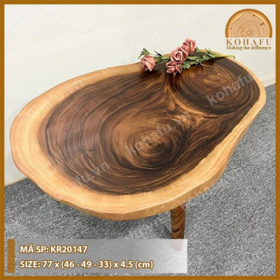 MẶT BÀN CÀ PHÊ OVAL GỖ NGUYÊN TẤM HIỆN ĐẠI