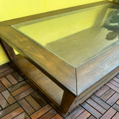 Bàn sofa 2 tầng mặt kính cường lực SM13CT Tundo KT 132 x 76 x 48cm