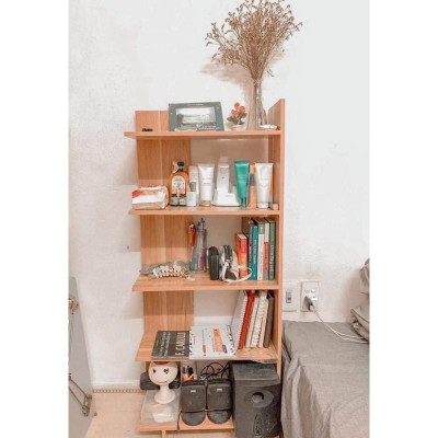 KỆ GỖ GÓC TƯỜNG ĐA NĂNG, KỆ TRANG TRÍ 4 TẦNG CAO 1.2M GỖ CAO SU TỰ NHIÊN 