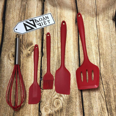 Dụng cụ làm bánh, nấu ăn - Bộ Cọ Vét Silicon 5 Món C.Lượng, Chịu Nhiệt Chất lượng. Chuyên phục vụ Sp Gia dụng, Khuôn làm
