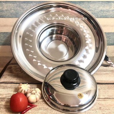 Nồi Lẩu Sống, Nồi Lẩu Mâm - Inox SUS 304 C.Lượng - Nồi 18 cm - Mâm Vành 40 cm - Dày, bóng, đẹp. Chuyên phục vụ Sp Gia dụ
