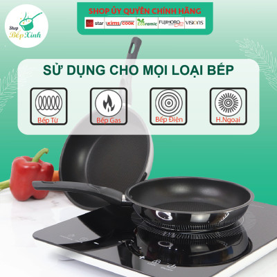 Chảo Chống Dính Bếp Từ 3 Đáy Fivestar Tặng 5 Muỗng (22cm)
