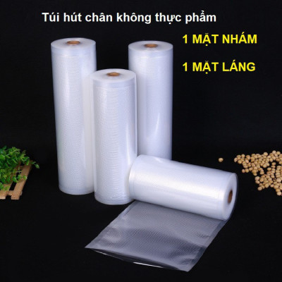 Cuộn túi hút chân không một mặt nhám, một mặt trơn đựng thực phẩm dài 5m