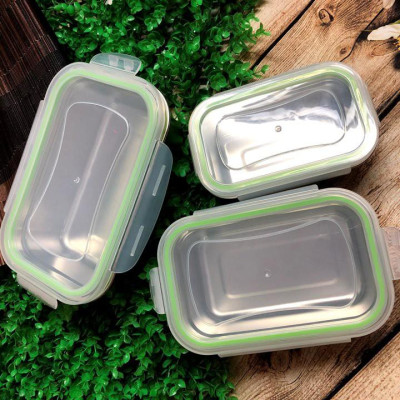 COMBO Bộ 3 Hộp BẢO QUẢN thực phẩm INOX 304 có NẮP. DỤng cụ đựng chứa trữ ĐA NĂNG trong tủ lạnh AN TOÀN SỨC KHOẺ. Chuyên