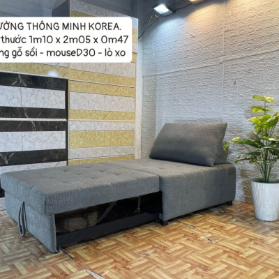 Sofa giường kéo, sofa thư giãn, sofa thành giường thông minh Tundo chất liệu vải chân sắt hiện đại 