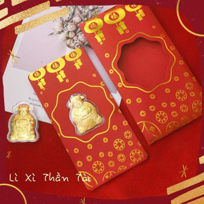 Bao Lì Xì Thần Tài Trang Trí Ngày Tết ất Tỵ, Phong Bao Lì Xì Màu Đỏ Với Hình Thần Tài Mạ Vàng Quà Tặng Tết Nguyên Đán