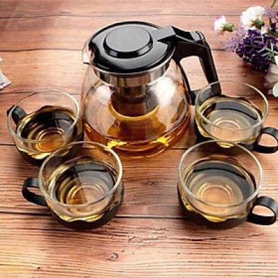 Bộ Bình Lọc Trà Kèm 4 Ly Thủy Tinh Thiết Kế Sang Trọng, Dễ Dàng Vệ Sinh