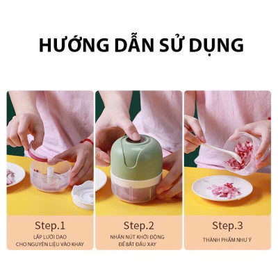 Máy xay tỏi ớt cầm tay 250ml, máy xay tỏi không dây sạc pin