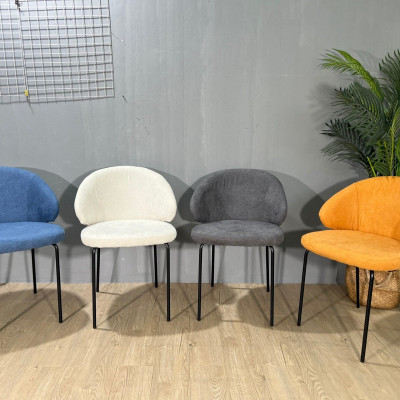 Ghế tiếp khách văn phòng nệm vải bố ECO 25A-F Ghế phòng ăn nhà hàng cafe chân sắt sơn tĩnh điện Dining Chairs
