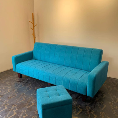 Sofa giường Juno sofa vải nhung ngang 1m8 màu xanh