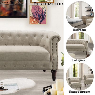 Sofa băng kiểu tân cổ điển vải Juno Sofa 1m6 màu kem 