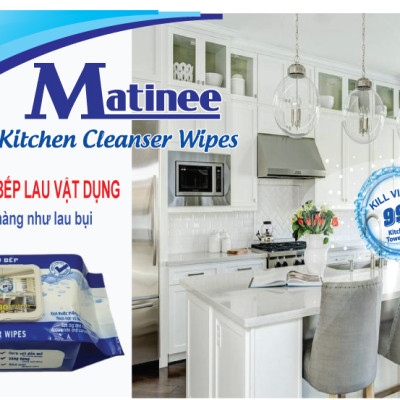 Khăn Ướt Lau Bếp Matinee - 80 tờ khăn to và dày (gói mới)