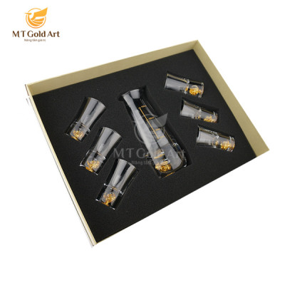 Bộ Ly Pha Lê dát vàng  (CD01) MT Gold Art- Hàng chính hãng, trang trí nhà cửa, phòng làm việc, quà tặng sếp, đối tác, khách hàng, tân gia, khai trương 