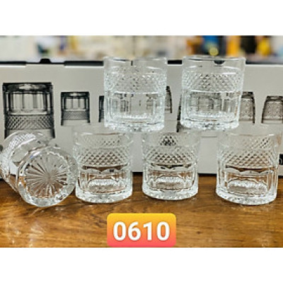 BỘ 6 LY THỦY TINH UỐNG NƯỚC,CÀ PHÊ CAO CẤP VÂN ĐÁ NỔI - VD717