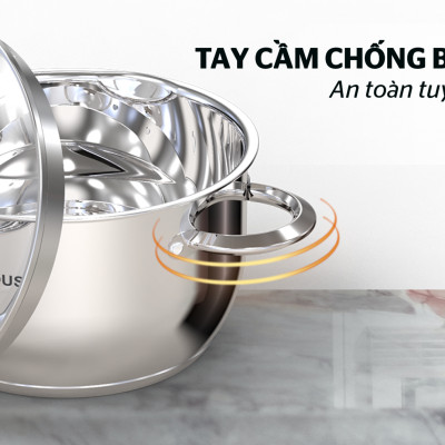 Bộ nồi inox 5 đáy Sunhouse SHG688 - Hàng Chính Hãng