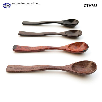 Thìa Cà Phê, muỗng pha trà, gỗ Trắc/Cẩm (HAHANCO) Chuôi uốn lượn sóng/Độc đáo - CTH753