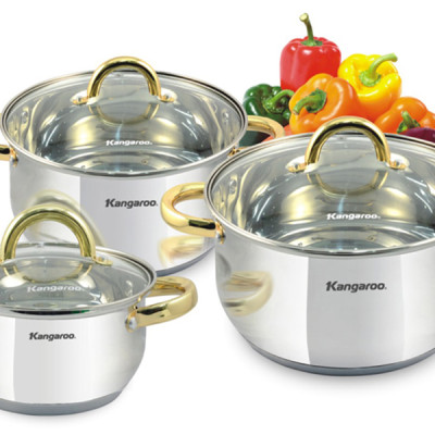 Bộ 3 Nồi Inox Liên Doanh 5 Lớp Đáy Từ Kangaroo KG864