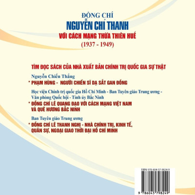 Đồng chí Nguyễn Chí Thanh với cách mạng Thừa Thiên Huế (1937 - 1949) bản in 2024