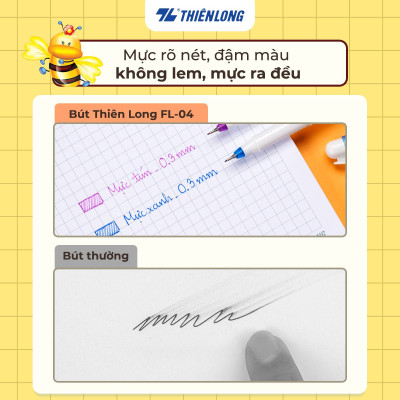 Hộp 10 cây Bút lông kim - Bút mực nước Beebee Thiên Long FL-04 mực tím