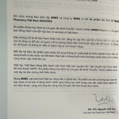 Sách -  Mims Pharmacy 2024/2025 Ấn phẩm Khoa học định kỳ Chuyên đề Nhà thuốc Thực hành