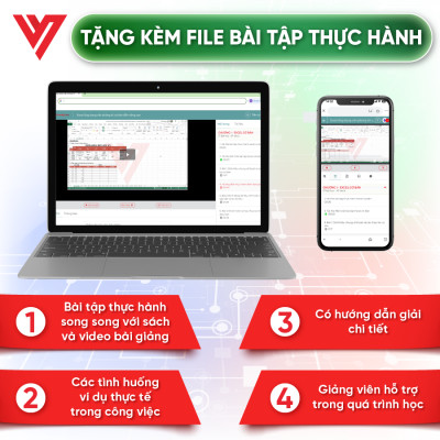 Combo 4 Sách Excel - Word - PowerPoint - Google Sheets Ứng Dụng Văn Phòng Kèm Khoá Học Video ĐÀO TẠO TIN HỌC
