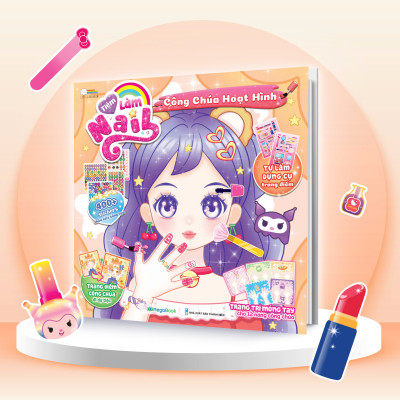 Combo 4 cuốn Tiệm Làm Nail Công chúa (1200+ stickers dễ thương) - Sách bóc dán sticker cho bé gái