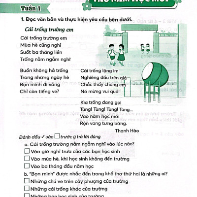 Vở Thực Hành Tiếng Việt 3 - Tập 1 (Chân Trời Sáng Tạo) (2022)