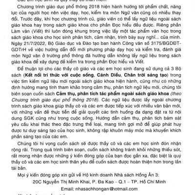 Cảm Thụ, Phân Tích Tác Phẩm Văn Học Ngoài Sách Giáo Khoa - Tác Phẩm Truyện (Dùng Chung Cho Các Bộ SGK Hiện Hành)  -HA
