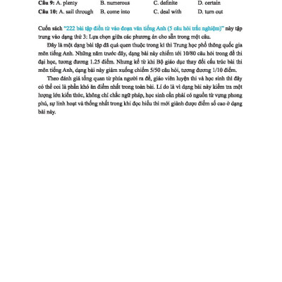 222 Bài Luyện Tập Điền Từ Tiếng Anh (Bộ Sách Cô Mai Phương)