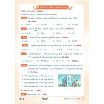 Đề Kiểm Tra Toán Lớp 5 - Học Kì 1 - Cánh Diều - Bản Quyền
