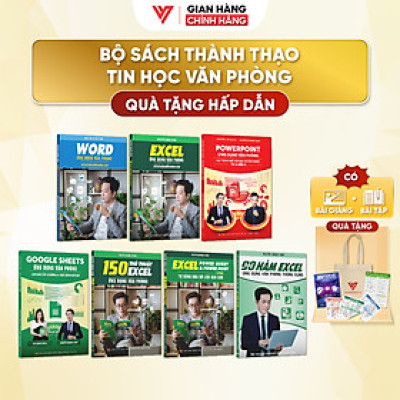 Combo 7 sách Word - Excel - Powerpoint - Google Sheet - 150 TT - Power Query - 90 Hàm Excel ĐÀO TẠO TIN HỌC Ứng Dụng Văn Phòng Thông Dụng