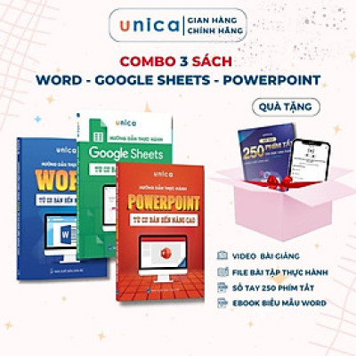 Combo 3 Sách Word - Google Sheets - PowerPoint Unica Thành Thạo Tin Học Văn Phòng Kèm Video Bài Giảng