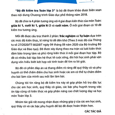 Bộ Đề Kiểm Tra Toán Lớp 3 - Tập 2