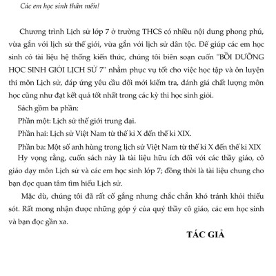 Bồi Dưỡng Học Sinh Giỏi Lịch Sử Lớp 7 (Tái Bản)