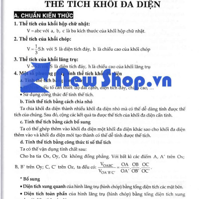 Trọng Tâm Kiến Thức Và Phương Pháp Giải Toán Hình Học Không Gian 