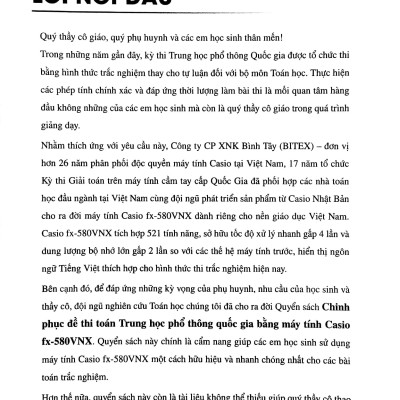 Chinh Phục Đề Thi Toán Trung Học Phổ Thông Quốc Gia Bằng Máy Tính Casio fx-580VN X