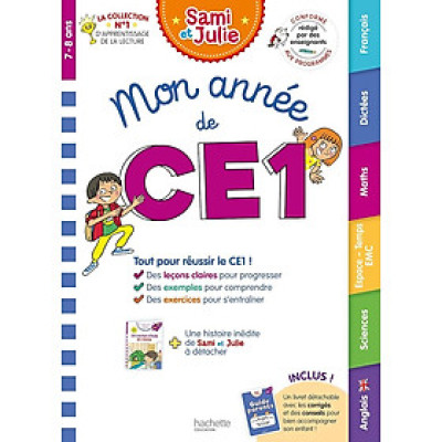 Sách học tiếng Pháp trẻ em MON ANNEE DE CE1 AVEC SAMI ET JULIE (TOUTES LES MATIERES)