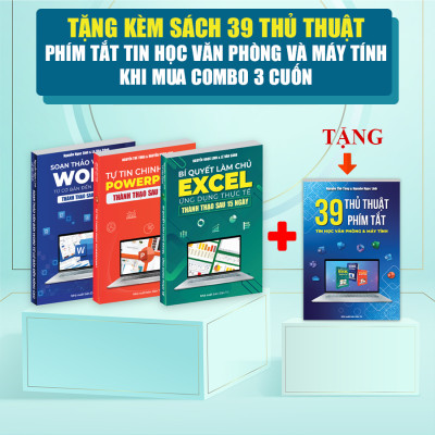 Sách Word - Excel - Powerpoint Bộ 3 Cuốn Tin Học Văn Phòng Từ Cơ Bản Đến Nâng Cao Có Kèm Video Hướng Dẫn + File Thực Hành, Tặng Kèm Sách 39 Thủ Thuật