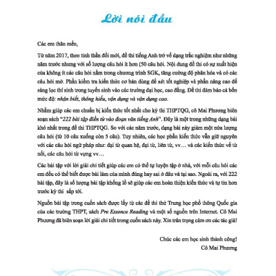 222 Bài Luyện Tập Điền Từ Tiếng Anh (Bộ Sách Cô Mai Phương)