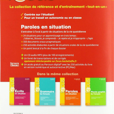 Sách học tiếng Pháp: Focus : Paroles En Situation + Cd Audio + Corriges + Parcours Digital - Focus : Paroles En Situation