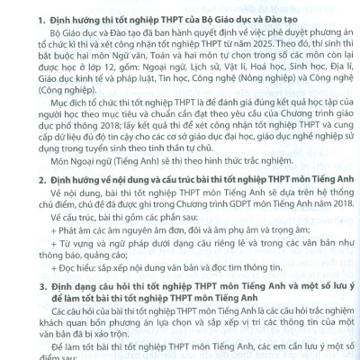 Ôn Luyện Trắc Nghiệm Thi Tốt Nghiệp Trung Học Phổ Thông (năm 2025) Môn Tiếng Anh - Cao Thị Thu Giang chủ biên, Bùi Thuỳ Anh, Lê Thị Kim Anh, Nguyễn Thị Nhàn, Bùi Thị Bích Thuỷ…