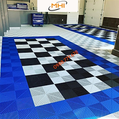 [COMBO 11] Thảm nhựa lót sàn gara ô tô MHI - Cao 2.5 cm / trung tâm chăm sóc xe ô tô, khu vực rửa xe ô tô