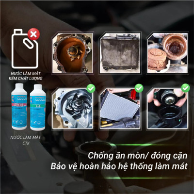 Nước Làm Mát Động Cơ Ô Tô CTK Chính Hãng Chất Lượng Cao, Khuyến Nghị Dùng Cho Cả Xe Điện, Giúp Bảo Vệ Động Cơ Lâu Dài