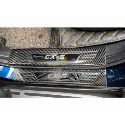 Combo ỐP BẬC CỐP VÀ BẬC CỬA xe Mazda CX5, CX-5 2018-2020 vân Carbon