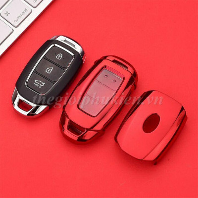 Ốp silicon màu bảo vệ chìa khóa cho xe Hyundai Accent, Hyundai Kona, Hyundai Santafe 2019…kèm móc đeo INOX